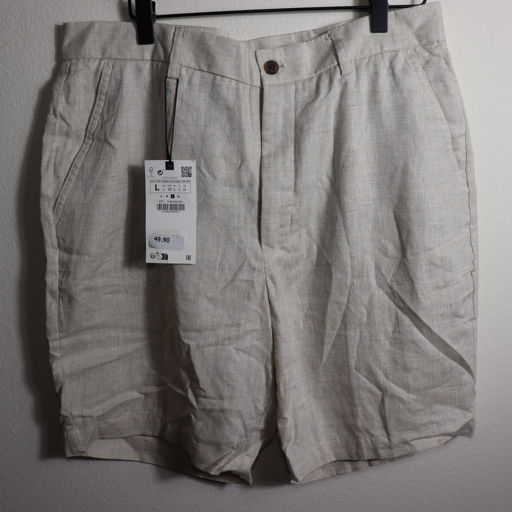 Zara Linen Shorts Oatmeal Beige 1538/403/052